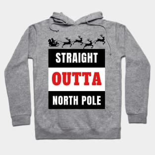 Straight Outta North Pole Santa Riding A Sled Silhouette Gift Hoodie